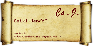 Csiki Jenő névjegykártya